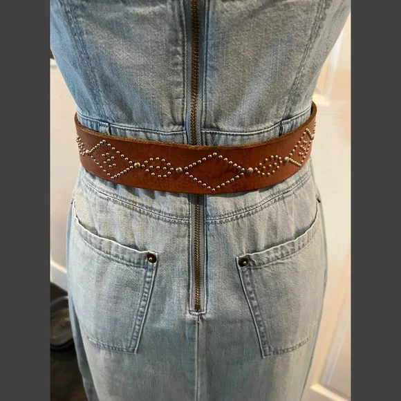 Banana Republic Brown Leather Belt with Silver Buckle studded Medium - Picture 3 of 6